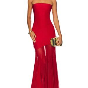 Elegant Red Strapless Maxi Dress